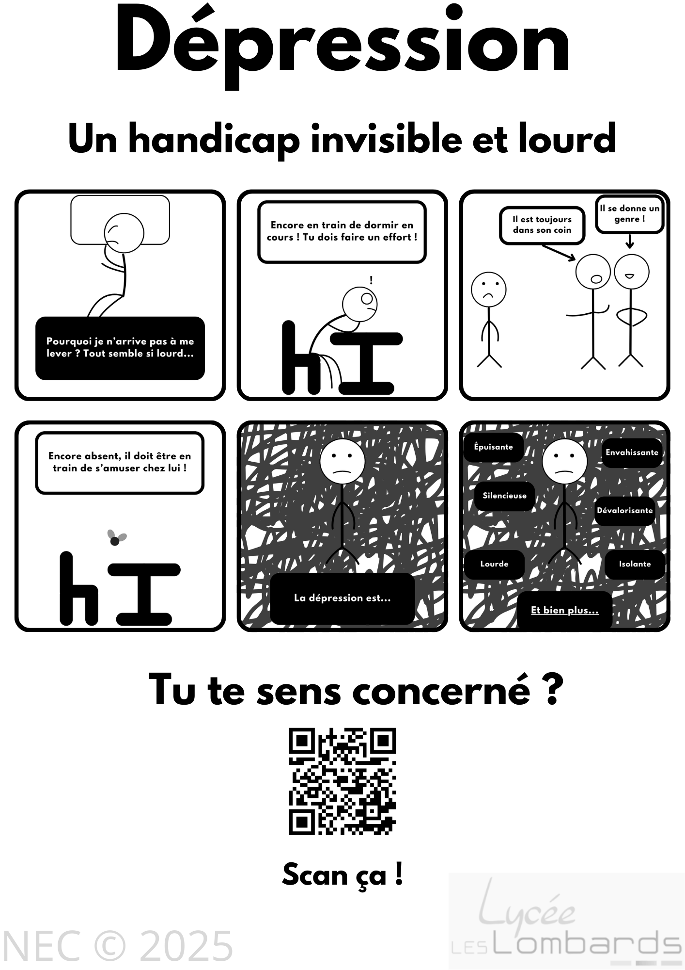 Affiche de sensibilisation à la dépression en milieu scolaire